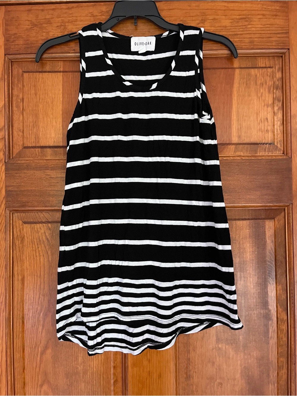 Olive & Oak Black and White Striped Tank Top